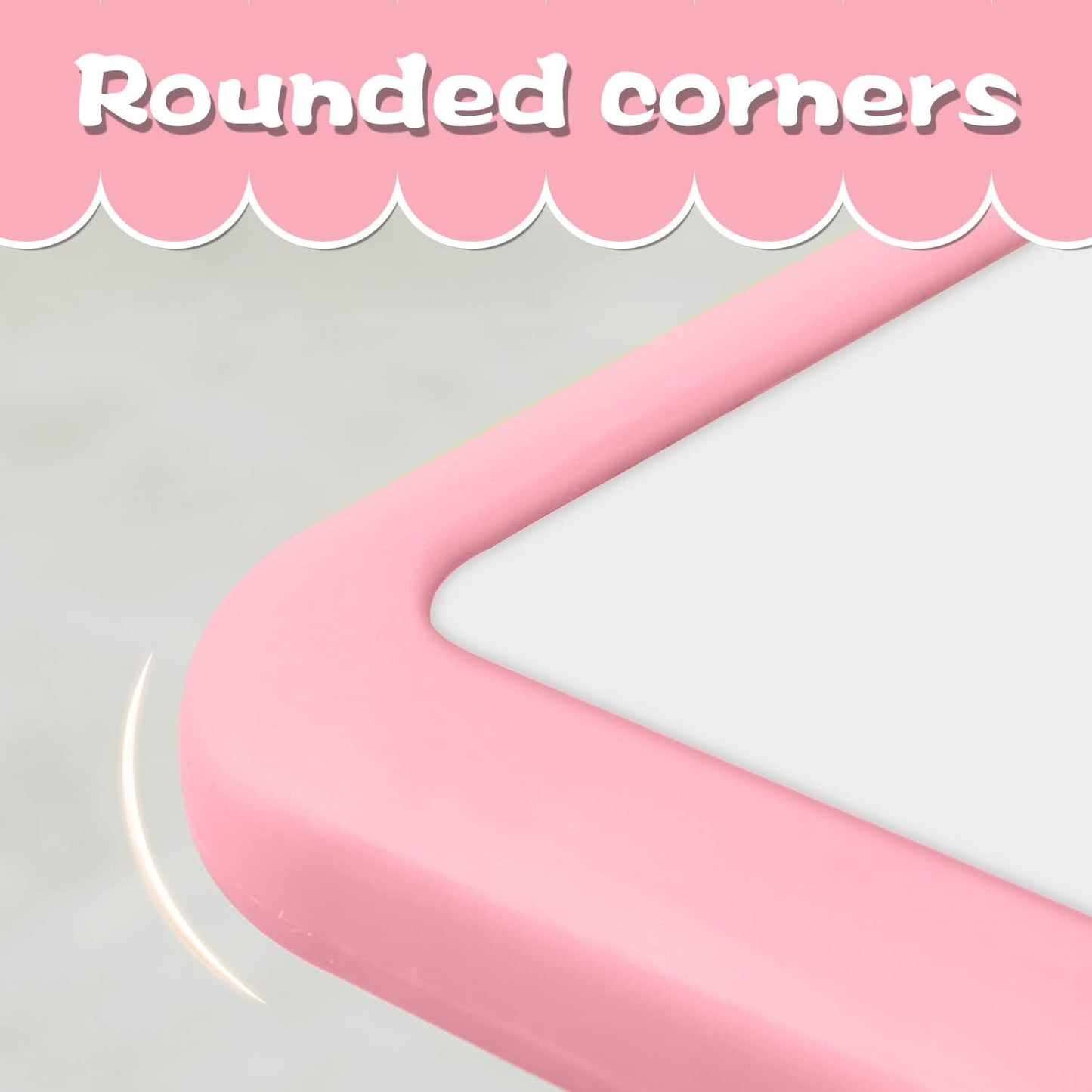 Children's Table and Chair Set Suitable for Boys and Girls Age 2-12 Height Adjustable Table top Can be Painted with 6 Seats Suitable for Family Learning Daily use (Pink)