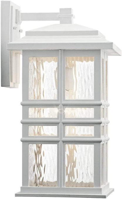 Kichler Beacon Square 17.5" 1 Light Outdoor Wall Light with Clear Hammered Glass in White