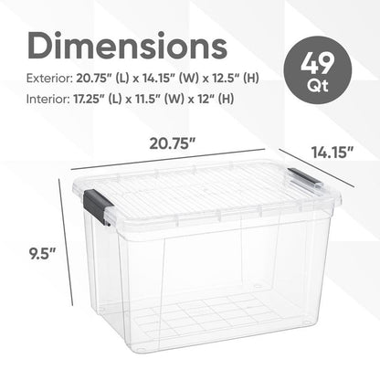 Superio Storage Bins with Lids- Clear Boxes for Organizing, Stackable Plastic Containers- BPA Free