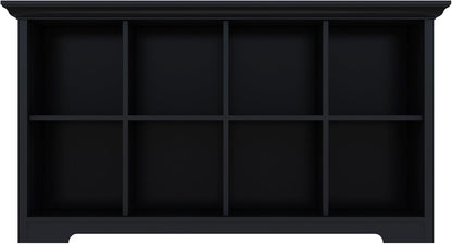 Cube Shelf Bookcase with Base - Wooden 2 Tiers Floor Standing Low Storage Cabinet for Home and Office, 8-Cube Lattice Bookshelf, Black