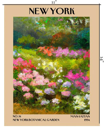 Retro Vintage New York Wall Art Print - 11x14 Unframed Poster - New York City Souvenirs, Cute Trendy Colorful Wall Decor (New York Botanical Garden, 11x14")