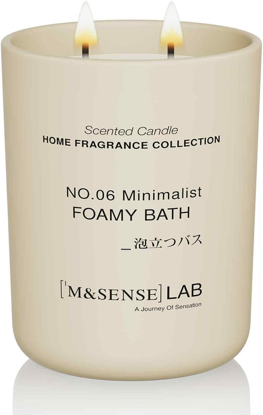 M&SENSE Natural Soy Candle| Foamy Bath | 16.6 oz, 95H Burn | Minimalist Scented Candle for