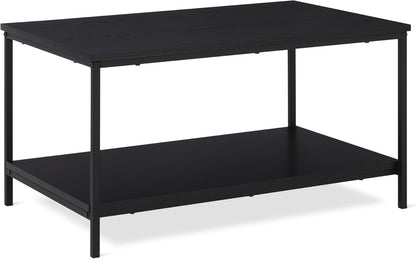 Amazon Basics Rectangular Coffee Table with Bottom Shelf, Living Room Centre Table, Wooden Black, 19.9" D x 31.5" W x 16.5" H