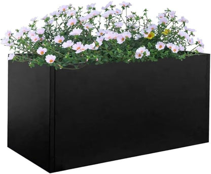 Black Planter Box Galvanized Steel Metal Planter Rectangular Indoor Large Outdoor Planters Steel Metallic Heavy Flower Pot 36In x 12In x 16In Commercial Residential for Patio, Deck, Backyard, Garden