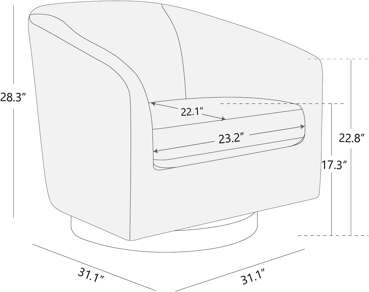 CHITA Swivel Accent Chair, FSC Certified Upholstered Fabric Barrel Chair for Living Room, Fully Assembled, Pebble Grey