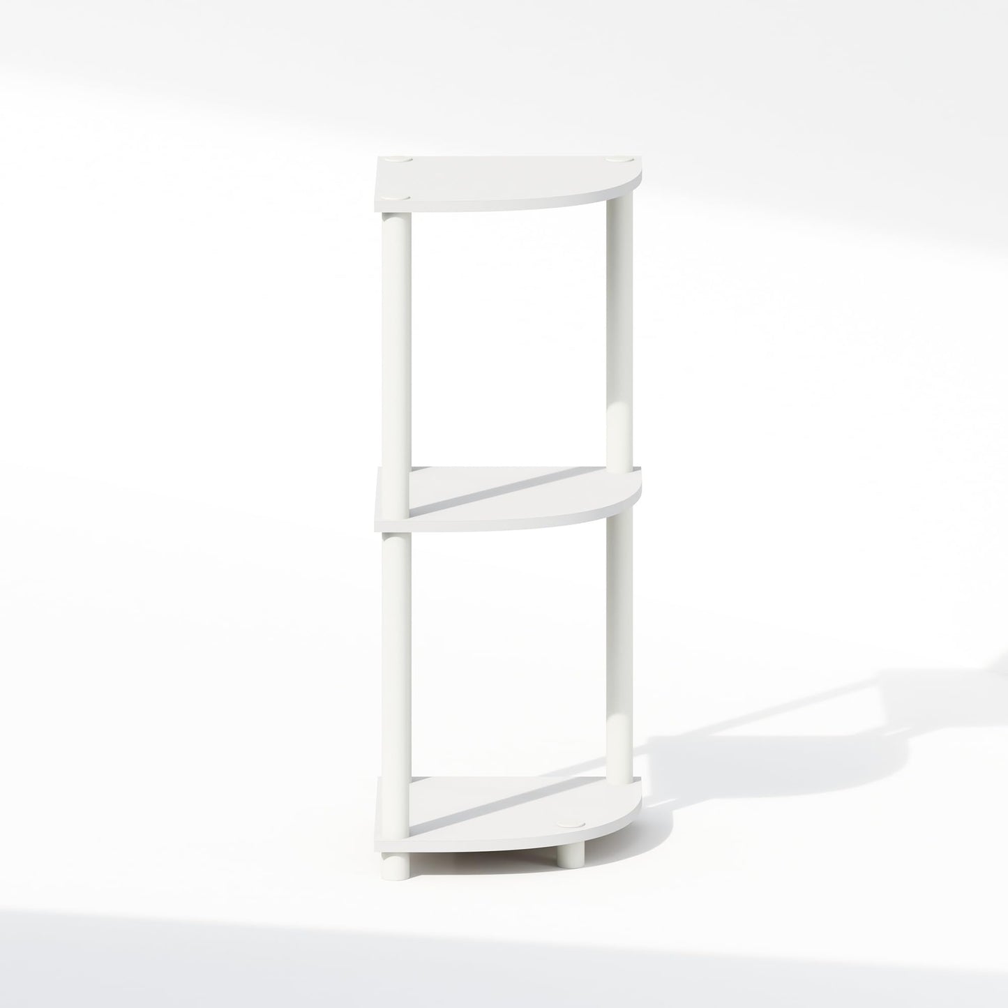 Furinno Turn-N-Tube Corner Shelf, 3-Tier Corner Bookshelf, White