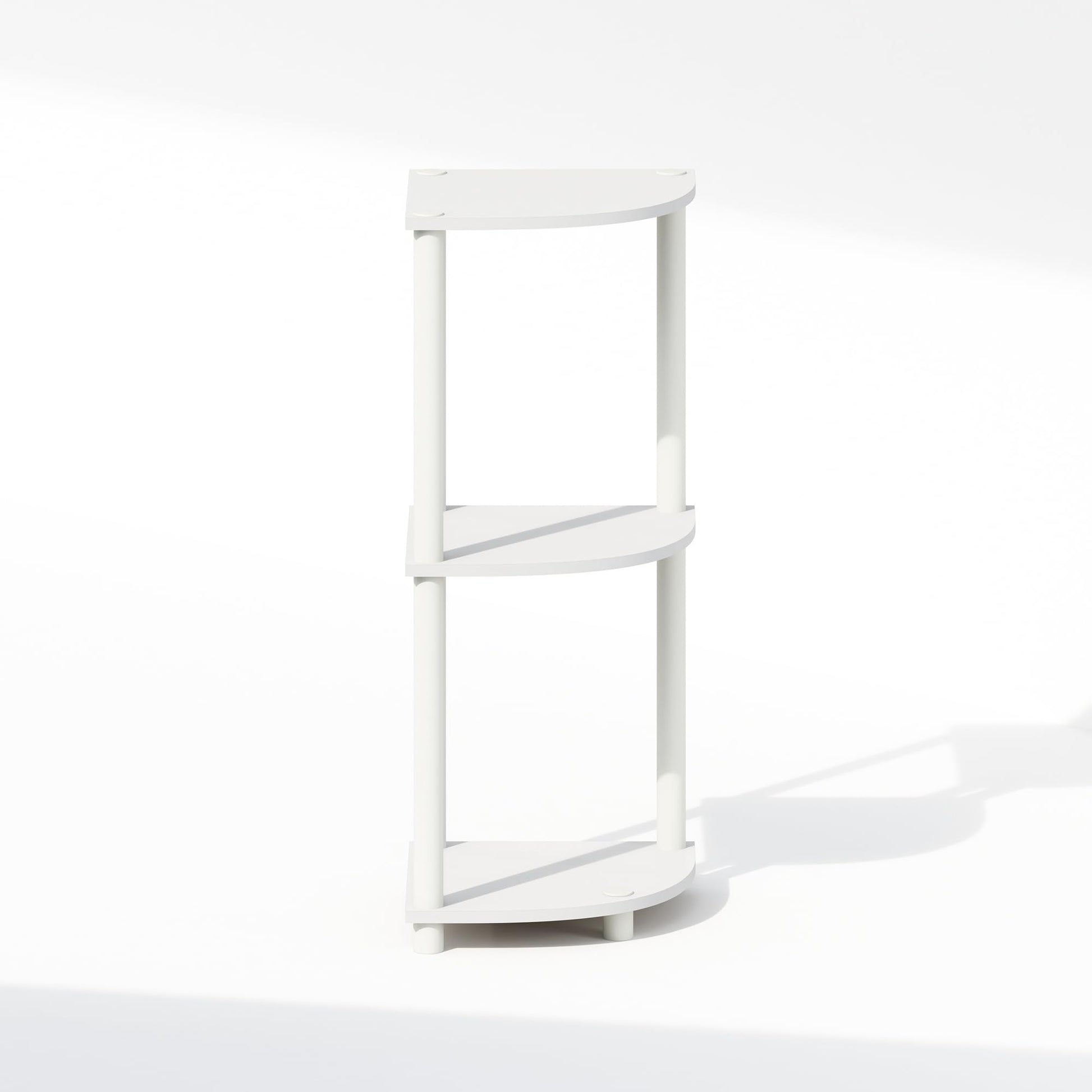 Furinno Turn-N-Tube Corner Shelf, 3-Tier Corner Bookshelf, White