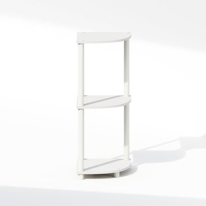 Furinno Turn-N-Tube Corner Shelf, 3-Tier Corner Bookshelf, White