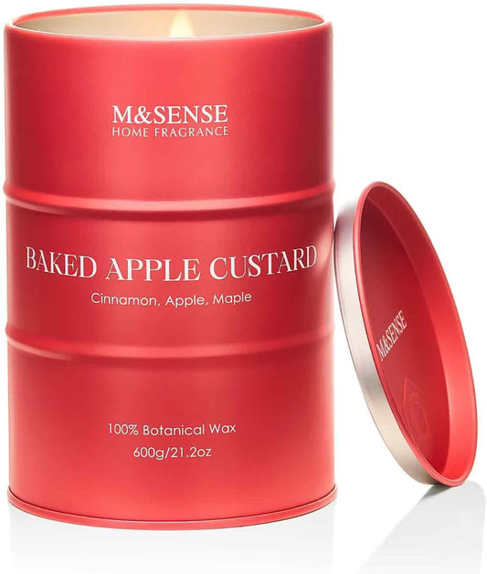M&SENSE Baked Apple Scented Candles Large, Natural Soy Candles 21.2oz 120 Hour Slow Burning,Aromatherapy Candle for Stress Relief Meditation Relaxing