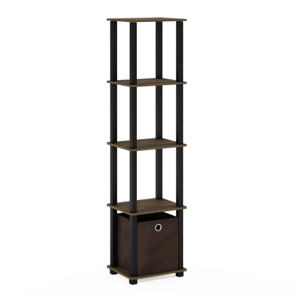 FURINNO TNT No Tools 5-Tier Display Decorative Shelf, Columbia Walnut/Black/Dark Brown
