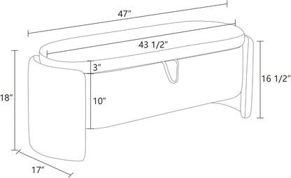 Ottoman Rectangular Storage Ottoman Bench, Footrest Stool Footstool with Lid for Living Room, Bedroom, Entryway, Brown, 47"x17"x18"