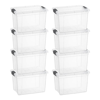 Superio Storage Bins with Lids- 8 Pack, 2.5 Qt Clear Boxes for Organizing, Stackable Plastic