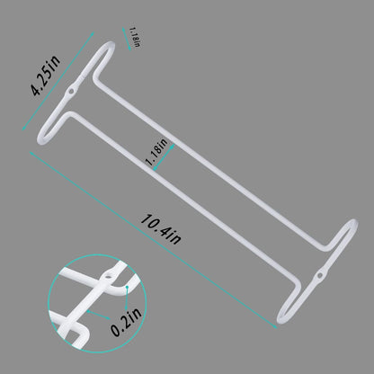 White 4 Wine Glass Rack Under Cabinet Shelf 10 Inch Stemware Storage Hanging Hanger Organizer Glasses Holder with Drying Under Counter Metal for Kitchen and Bar