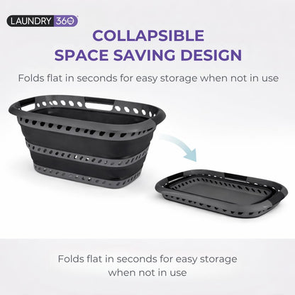 Laundry 360 Collapsible Laundry Basket 40L | Portable | Space Saver Storage | Hold 2 Loads | Store