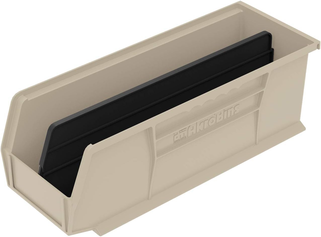 Akro-Mils 30234 AkroBins Plastic Storage Bins, 15"x5"x5", Stone, 12-Pack