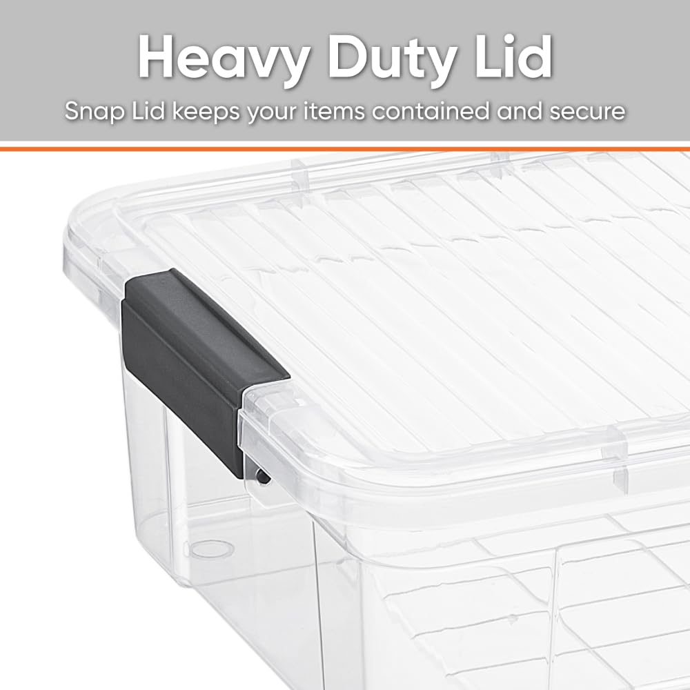 Superio Clear Storage Box with Lid, 22.5 Quart Plastic Container Bins for Organizing, Stackable