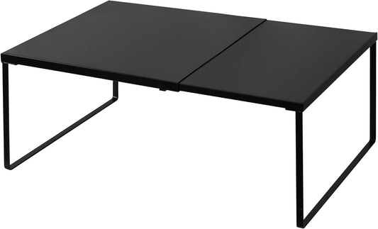 Nxconsu Cabinet Shelf Expandable Organizer Riser Rack for Kitchen Pantry Cupboard Under Sink Countertop Home Organization Extra Storage Space Saver Heavy Duty Metal Edgeless Design Black Extra Large