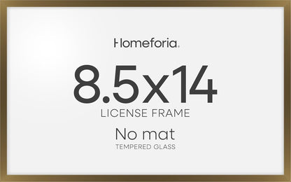 Homeforia 8.5 x 14 Marriage License Frame Bronze, High End Metal 8.5x14 Marriage Certificate Frames, 14x8.5 Picture Frame for Wall & Tabletop, 8.5 by 14 Photo Frame, Tempered Glass, Wall Kit, Set of 1