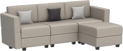 Belffin Convertible Sectional Sofa with Chaise Velvet L Shaped Sofa Couch Modular Sectional Sofa with Storage Grey