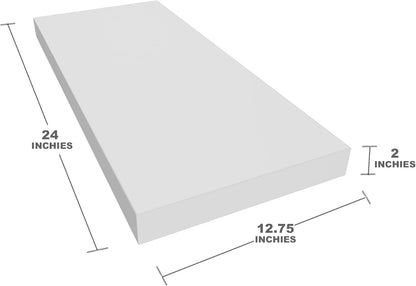 Floating Shelf, Set of 2 Wall Shelf, 24 in W x 12.75 in D x 2 in H Wooden Floating Wall Shelf with Invisible Brackets for Living Room/Bedroom/Bathroom/Kitchen Storage and Decor, White