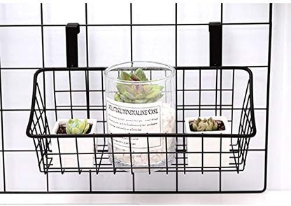 LeleCAT Basket with hook Grid Storage Basket, Hang it behind a door or on a railing, Over the Cabinet Door, Small, BLack,1 Pack