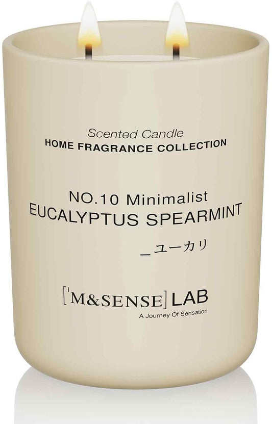 M&SENSE Natural Soy Candle| Eucalyptus Spearmint | 16.6 oz, 95H Burn | Minimalist Scented Candle
