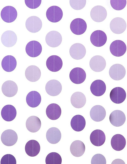 Purple Lavender Paper Garland Circle Dots Party Garland Streamer Backdrop Hanging Decorations, 2.5" in Diameter, 20 Feet in Total