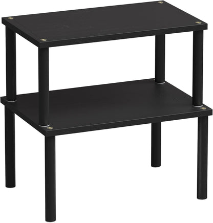 Cabinet Organizer Shelf(Set of 2),Kitchen Counter Shelves,Bamboo Spice Rack Countertop and Cabinet,Stackable Expandable,Medium(Black)