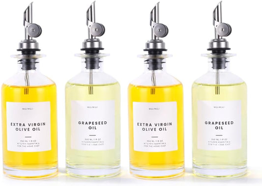 Molimoli Olive Oil Dispenser Bottle for Kitchen, Oil Dispenser w. Weighted Pourer, Glass Bottle