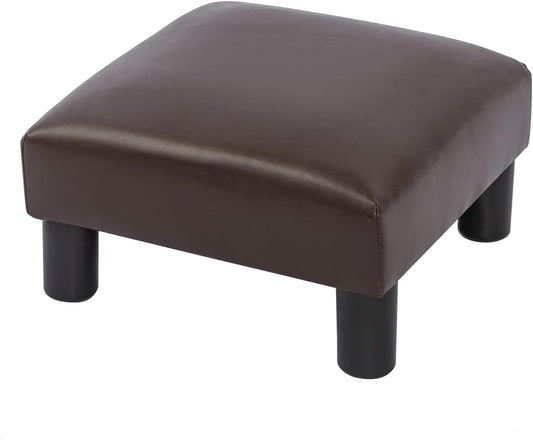 Joveco Small Foot Rest Stool Ottoman, 15" Leather Footrest Square Footstool with Non-Skid Plastic