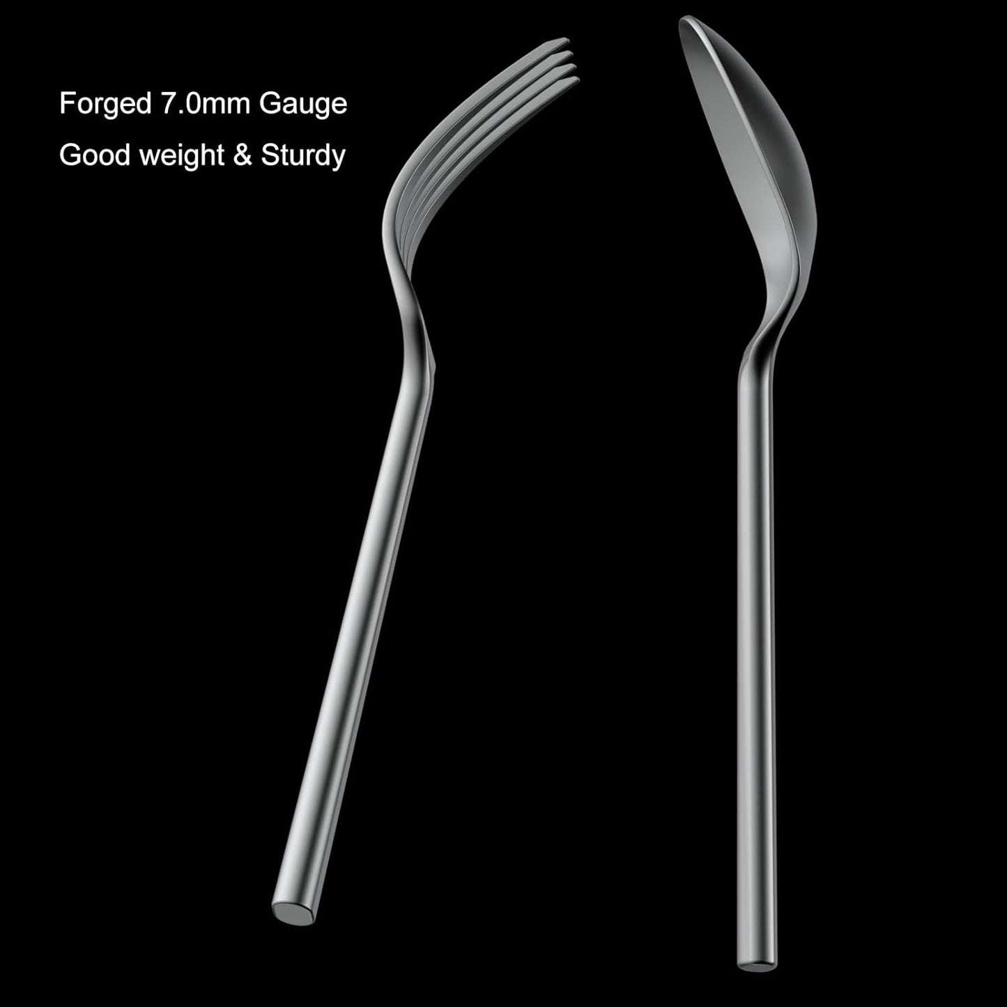 Alata Potter 20-Piece Forged Silverware Set, Service for 4 ??Premium Stainless Steel Flatware Set, Modern Design with Satin Finish, Ideal for Home, Kitchen, Party, Camping