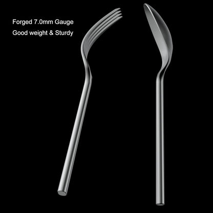 Alata Potter 20-Piece Forged Silverware Set, Service for 4 ??Premium Stainless Steel Flatware Set, Modern Design with Satin Finish, Ideal for Home, Kitchen, Party, Camping