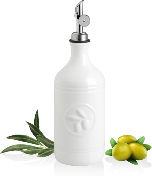 Sweejar 16 Oz Ceramic Olive Oil Dispenser Bottle, Oil Dispenser for Kitchen with Gravity Spout