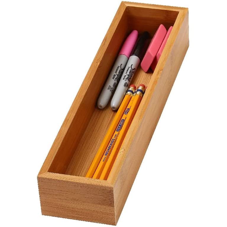 YBM Home Bamboo Drawer Organizer Storage Box for Kitchen Drawer, Junk Drawer, Office, Bedroom