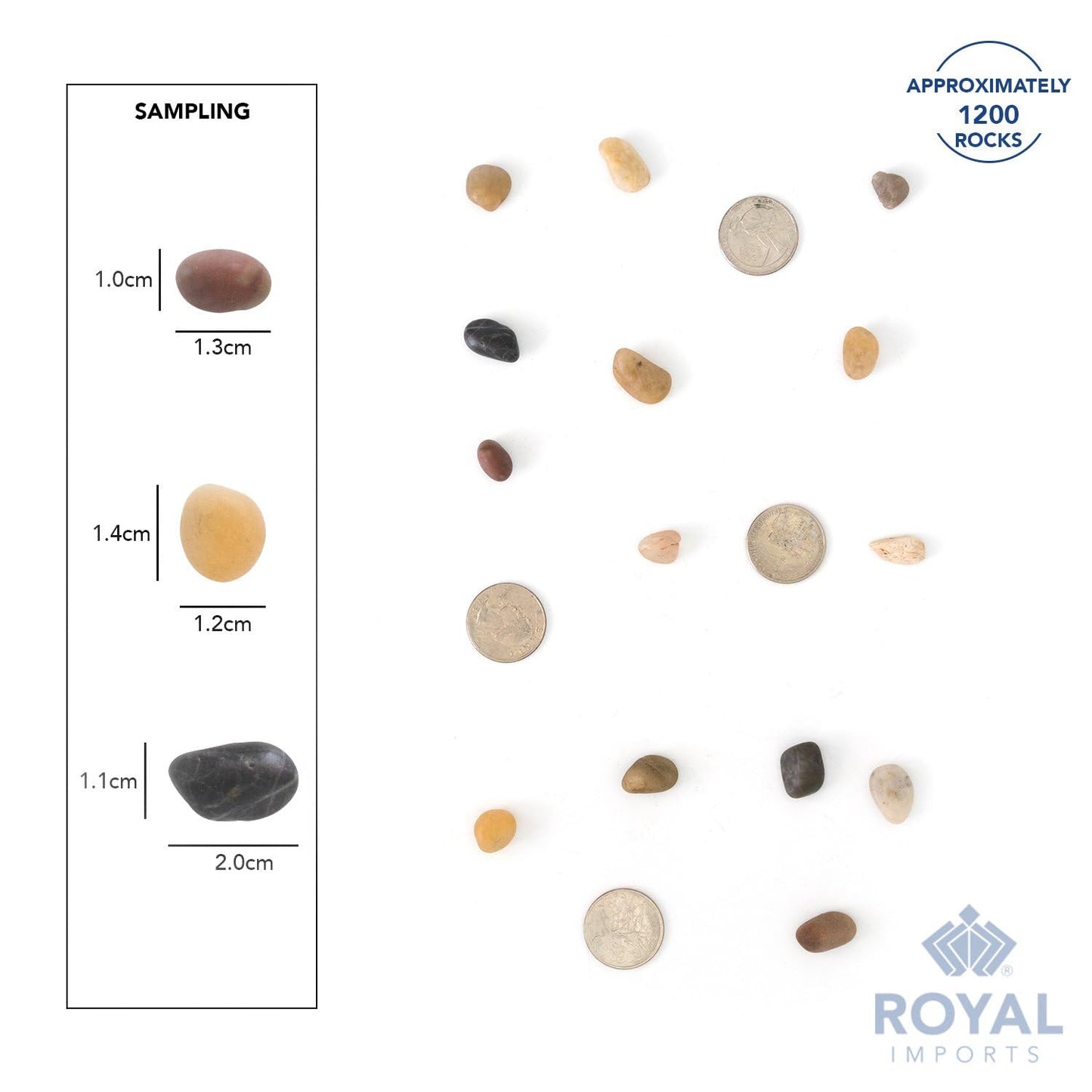 Royal Imports 2LBS River Rocks Decorative Ornamental Pebbles, Garden Landscaping Stones, Gravel Filler for Plants, Vases, Succulents, Home Decor, Aquariums, Crafting, Animal Habitat - Small Natural