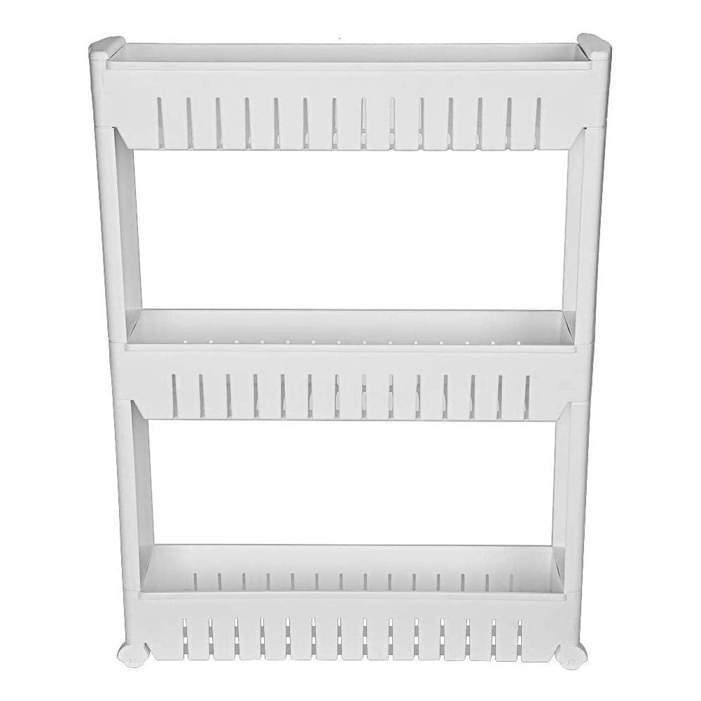 Modern Home Narrow Sliding Storage Organizer Rack - Laundry/Bathroom/Kitchen Portable Storage