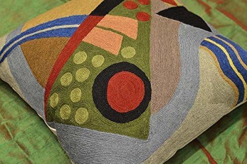 Kandinsky Abstract Pillow Cover - Original | Modern Toss Pillows Modern Chair Cushion Contemporary Pillowcase Farmhouse Chair Cushion Couch Handmade Wool Size 18x18