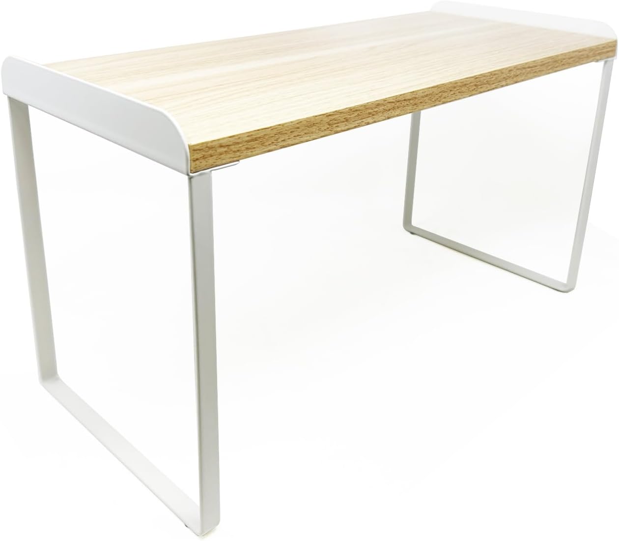 Mitus Shelf Organizer and Storage, Tiered Wood Cabinet Rack for The Kitchen Counter, Bathroom Counter, Pantry Cupboard, Office Desk Bookshelf, 16" Wide Natural and White (Large)