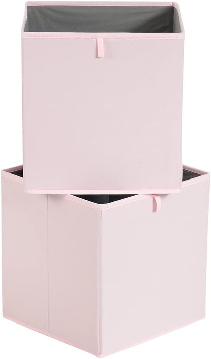 Amazon Basics Cube Organizer Bins, Collapsible Storage Baskets for Shelves, Peony Pink, Pack of 6, 13x15x13"