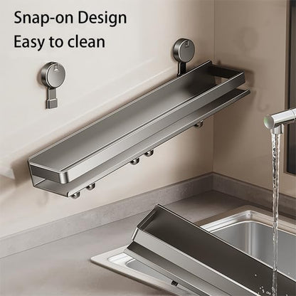 Spice Rack wall mounted 2 Pack,Suction Cups Spice Organizer for Cabinet,Large Capacity Metal Spice Shelf for Kitchen Cabinet, Pantry Doors, Bathroom, Shower, Home Decor(11.8 inch)