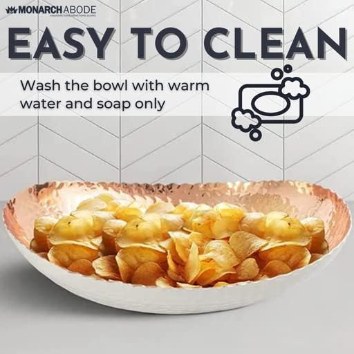 Monarch Abode Hand Hammered Decorative Bowl for Home Decor, 12.75-Inch White and Copper Plated – Key Bowl for Entryway Table, Catch All, Decorative Fruit Basin, Key Holder, Bowls for Home Decor