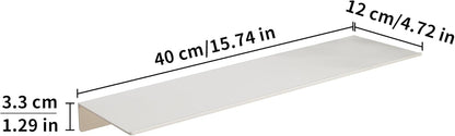 JOOM White Metal Floating Shelf - Small Bathroom Display Shelf for Wall Storage (White, 16 in)