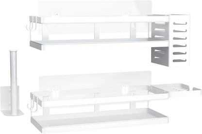 PUSDON Metal Wall Hanging Basket 2 Packs DIY Suitable for Multiple Scenes - Middle White Guardrail Suit