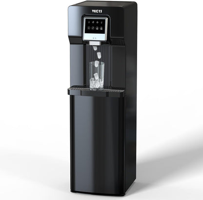 VECYS Bottom Loading Water Cooler with Ice Maker, Cold Water Supply with 18LBS Daily Ice Making, Compatible with 3 or 5 Gallon Bottles, Ideal for Home and Office (No Hot Water)