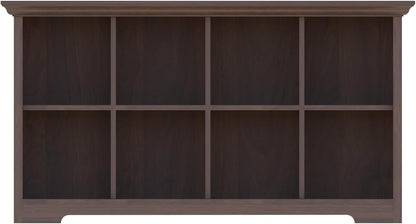 Cube Shelf Bookcase with Base - Wooden 2 Tiers Floor Standing Low Storage Cabinet for Home and Office, 8-Cube Lattice Bookshelf, Walnut