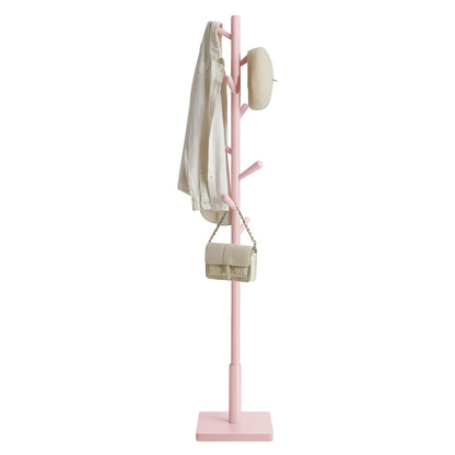 VASAGLE Solid Wood Coat Rack, Free Standing Hall Coat Tree with 8 Hooks, 3 Height Options, for