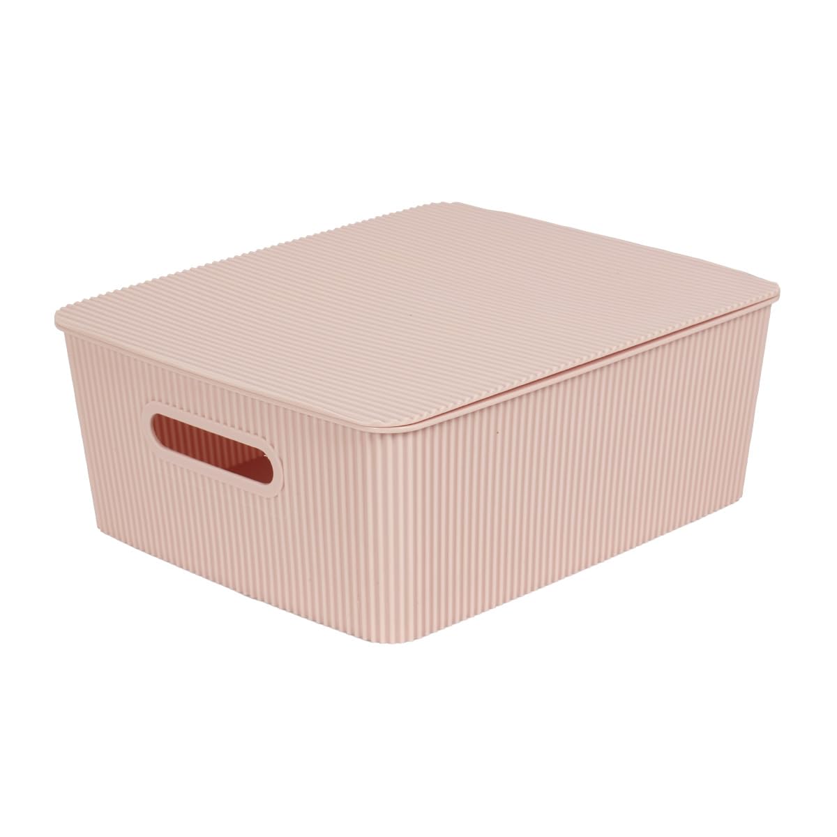 Glad Storage Baskets with Lids - Set of 4 Stackable Plastic Boxes with Handles - Decorative Shelf