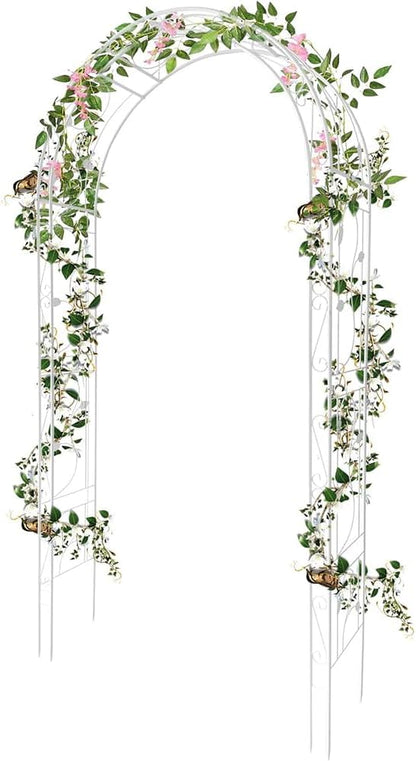 Garden Arch Arbor Trellis, 8.5Ft Outdoor Metal Garden Arch Arbor for Climbing Plants, Wedding Archway for Lawn, Patio, Backyard, Party, Events, Ceremony Wedding Decoration, White