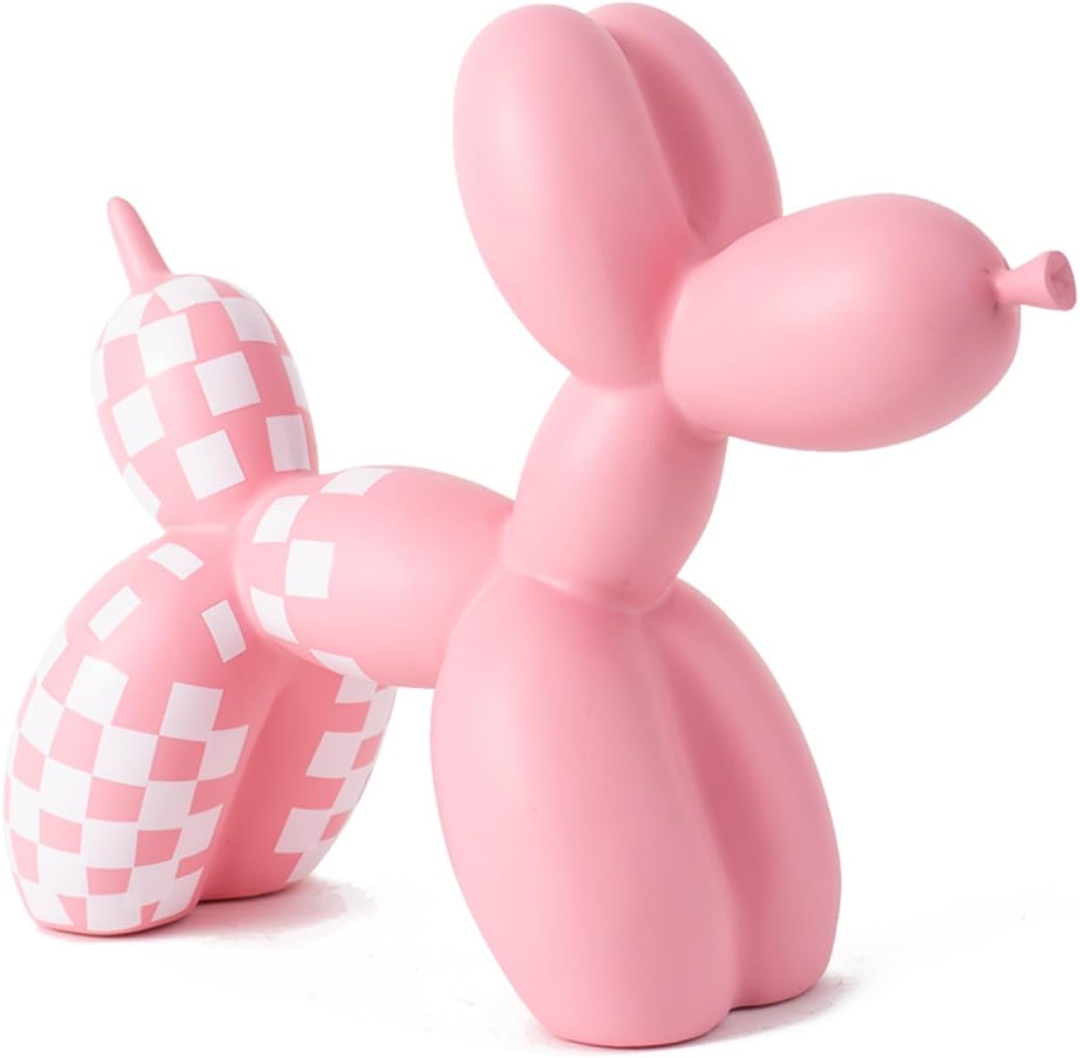 Vilead Resin Balloon Dog Statue with Checkered Pattern,Modern Home Decoration Trendy Animal Art Ornaments,Collection Figurine Bedroom Living Room Office Desktop Sculpture