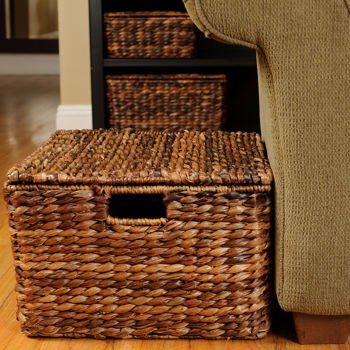 BIRDROCK HOME Abaca Nesting Baskets Set of 3 - Handwoven Storage Baskets w/Handles - Box Organizer